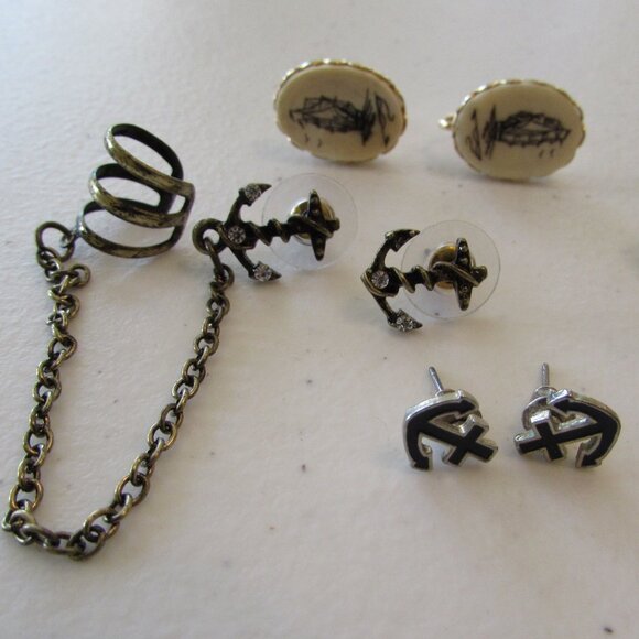 Nautical/Anchor Themed Earring - 4 Pairs - Pierced/Screwback - Picture 3 of 15